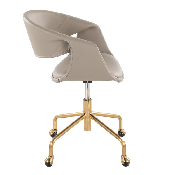 English Elm Task Chair with Chrome Five Star Base Grey Fabric Seat for Modern Home Office Use Gold,Light Grey B202P474187