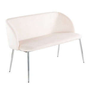 English Elm Bench Velvet Upholstered Glam Seating with Chrome Legs for Bedroom or Entryway B202P471366
