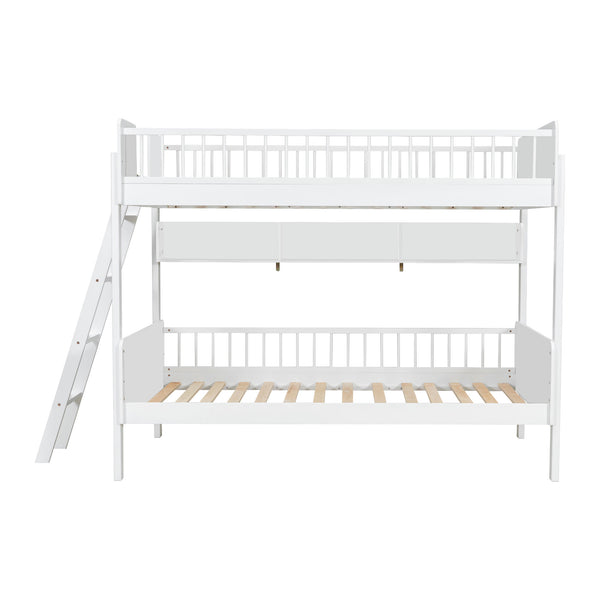English Elm Twin Over Solid Wood Bunk Bed with Built in Shelves and Reversible Ladder N7090002224K
