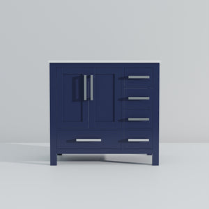 English Elm Navy Blue Bath Vanity With White Quartz Top, 36" W X 22" D – Elegant Storage & Soft-Close Drawers B2731P258862