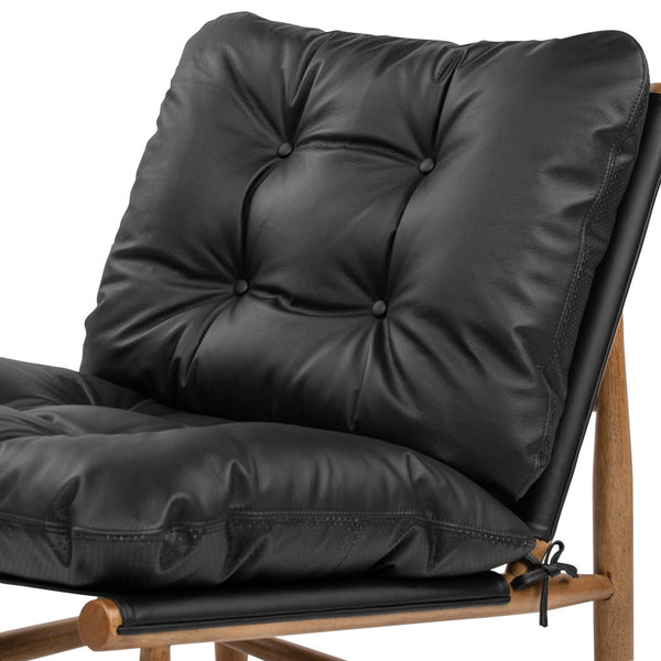 English Elm Jennifer Taylor Home - Oxford Mid-Century Accent Chair 26.5" Noir Black Leather Sling Seat, Top-Grain Cushion, Sturdy Frame B2719P290775