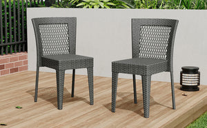 English Elm Christopher Knight Home® - FARLEY Rattan Stacking Sidechair Set of 2 — Durable 300 lb Capacity, Beige Woven Design, Easy Assembly Grey N762P234585E