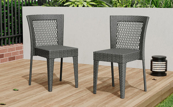 English Elm Christopher Knight Home® - FARLEY Rattan Stacking Sidechair Set of 2 — Durable 300 lb Capacity, Beige Woven Design, Easy Assembly Grey N762P234585E