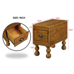 English Elm Solid Wood End Table - Vintage-Style Narrow Nightstand With Drawer For Small Spaces, Easy Assembly! W1202P176736-GIGA