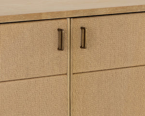 Sunpan Etienne Sideboard - Elegant Design with Antique Brass Handles and Unique Wood Character for Your Home Rustic Oak