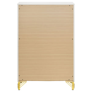 English Elm Chesney 5-Drawer Chest: Elegant White Storage Solution With Gold Accents For Modern Bedrooms B062P353272