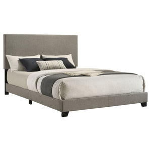 English Elm Efram Taupe Fabric Queen Bed Tall Padded Headboard Matte Black Legs Modern Bedroom B062P441116