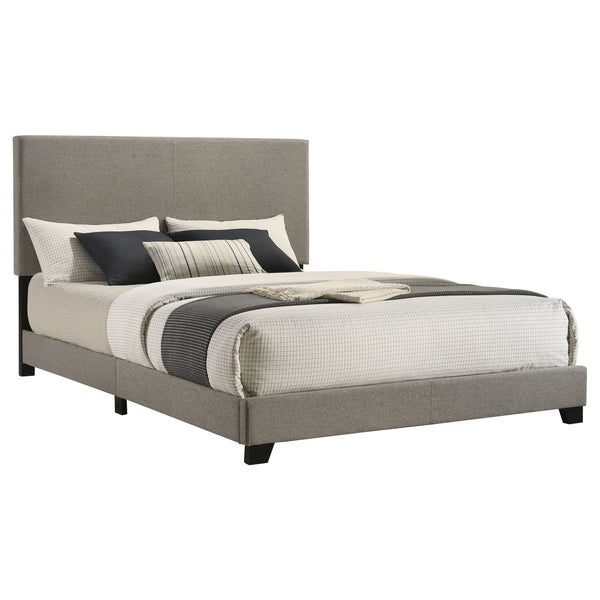 English Elm Efram Taupe Fabric Queen Bed Tall Padded Headboard Matte Black Legs Modern Bedroom B062P441116
