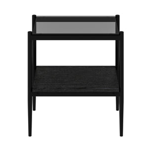 English Elm Set Of 2 Rectangle End Tables With Gray Tempered Glass Top & Mdf Shelf – Modern Living Room Decor W241P184251-GIGA