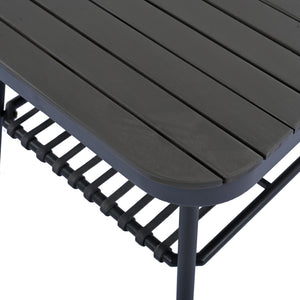 English Elm Christopher Knight Home® - 4-Piece Outdoor Patio Set with Woven Rope U-Back, Steel Frame, Thick Cushions & Acacia Table for Garden Black+Grey N780P209458G