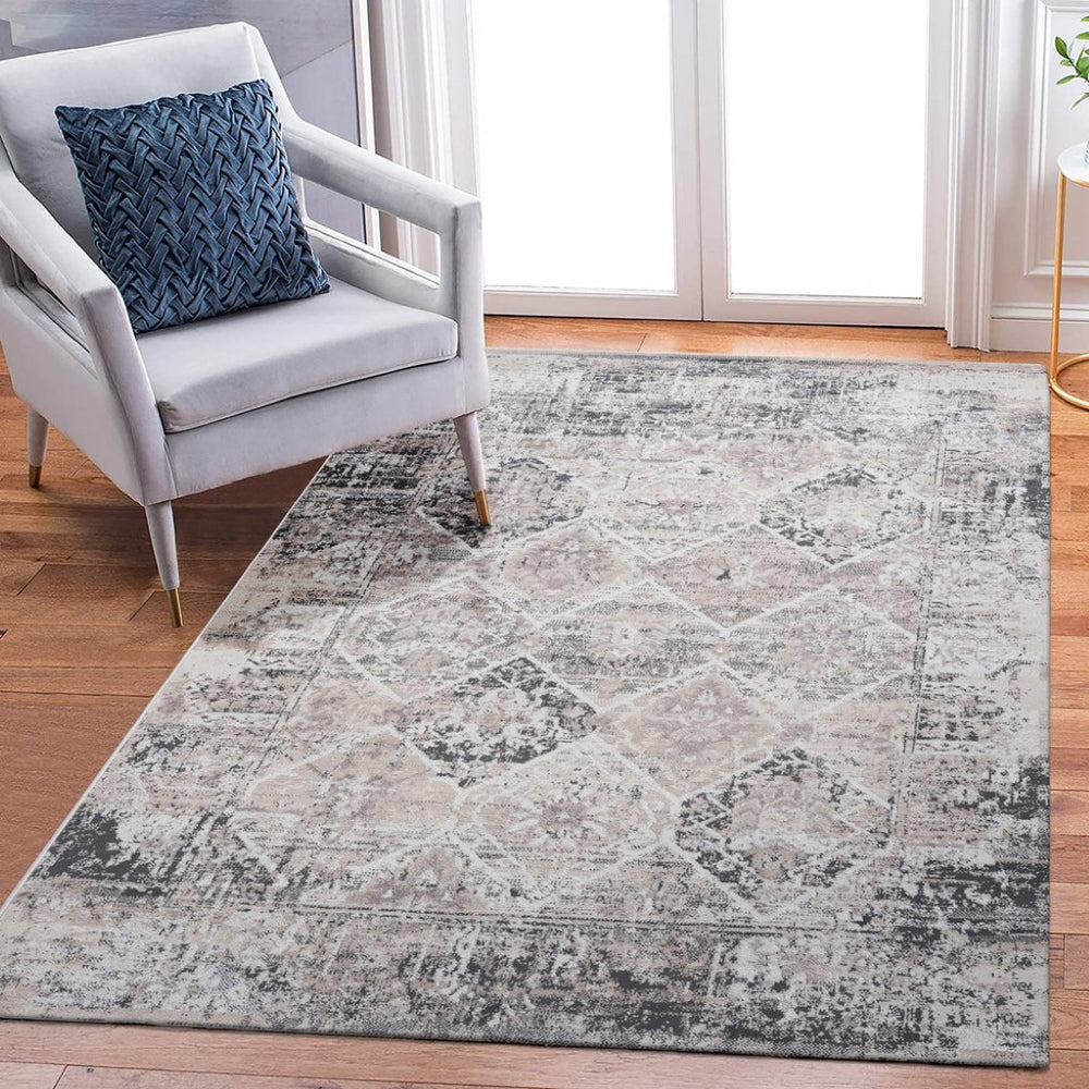 English Elm Payas 6X9 Traditional Area Rug In Cream & Anthracite – Timeless Elegance For Modern Homes B189P183616-GIGA