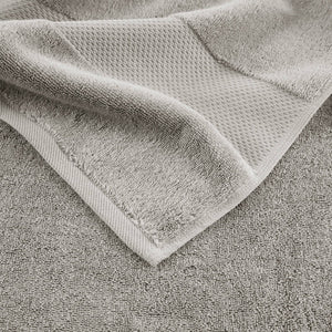 JLA Home Madison Park Signature - 100% Turkish Cotton Bath Sheet Set — Spa-Soft Low-Twist Plush, Highly Absorbent Dobby Border, OEKO-TEX Approved Grey MPS73-533