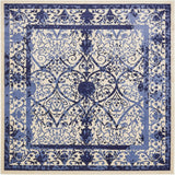 Unique Loom La Jolla Traditional Machine Made Floral Rug Ivory and Blue, Blue/Light Blue/Navy Blue 7' 10" x 7' 10"