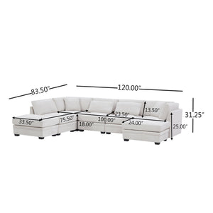 English Elm Christopher Knight Home® - 7-Piece Reversible Modular Corner Sectional - Beige Fabric, Flexible Seating For Modern Living Spaces N771P345839_N771P345840_N771P345841_N771P345842M