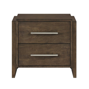 English Elm Transitional Dark Walnut Nightstand Two Drawers Solid Rubberwood 26x15.5x24.5" No Assembly Required elegante B011P332262
