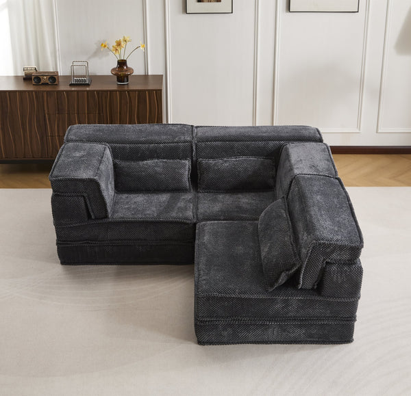 English Elm Compression Oversized Boneless Modular Sofa Bed - Versatile, No Assembly, Memory Foam Comfort In Dark Grey W3723S00021