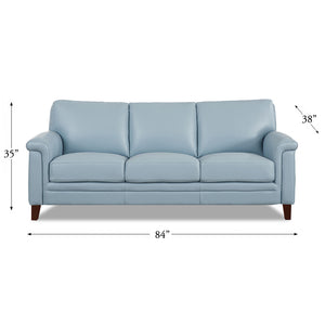 English Elm Westcott Leather Sofa with Top-Grain Upholstery, Goose Feather Comfort, Pocketed Coils, Durable Frame Blue B2705P211449
