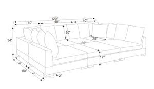 English Elm Large Corduroy Modular Sectional Sofa Sleeper with Ribbed Texture for Open Living Black B2748S00013