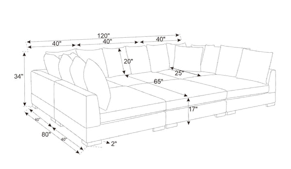 English Elm Large Corduroy Modular Sectional Sofa Sleeper with Ribbed Texture for Open Living Black B2748S00013