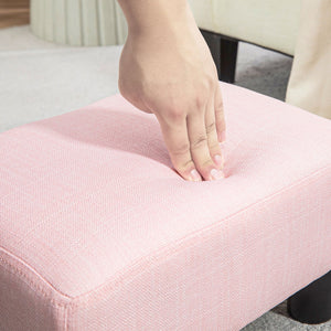 English Elm Homcom Compact Pink Ottoman Footrest, Stylish Linen Upholstered Cube Seat For Living Room Decor W2225P217638