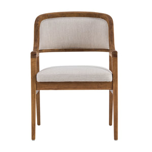 English Elm Mid-century Modern Upholstered Dining Arm Chairs with Rubberwood Frame Set of 2 Beige,Walnut N768P382497W
