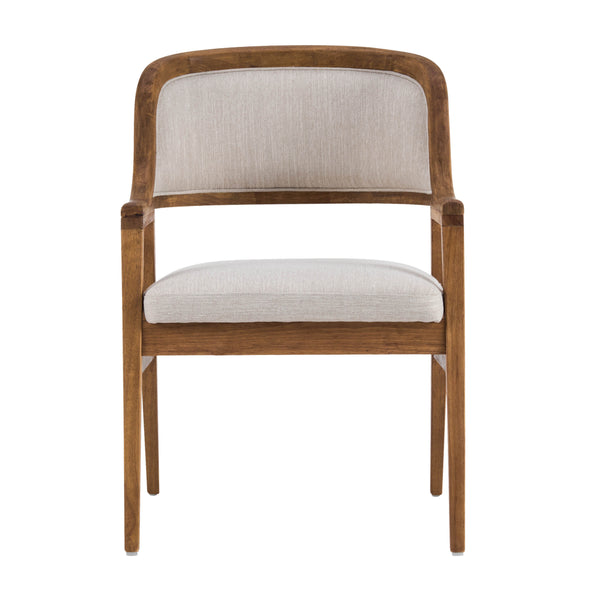 English Elm Mid-century Modern Upholstered Dining Arm Chairs with Rubberwood Frame Set of 2 Beige,Walnut N768P382497W