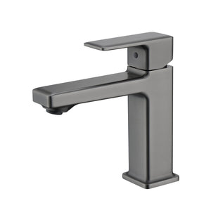 English Elm Gun Gray Single Hole Bathroom Faucet - Modern Sink Fixture With Easy Install & Two Hoses Included T3177P289655