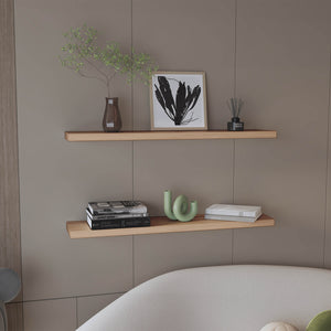 English Elm Ecco Floating Shelves Set of 2 47" — Sleek MDF Wall-Mounted Display with Hidden Brackets for Storage Beige 49 L x 11 W x 4 H B200P286945