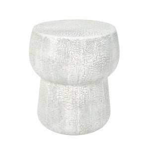 English Elm U_style Outdoor Concrete Accent Table Sculptural Double Barrel Mgo Weathered Patio Stool Grey N711P422075K
