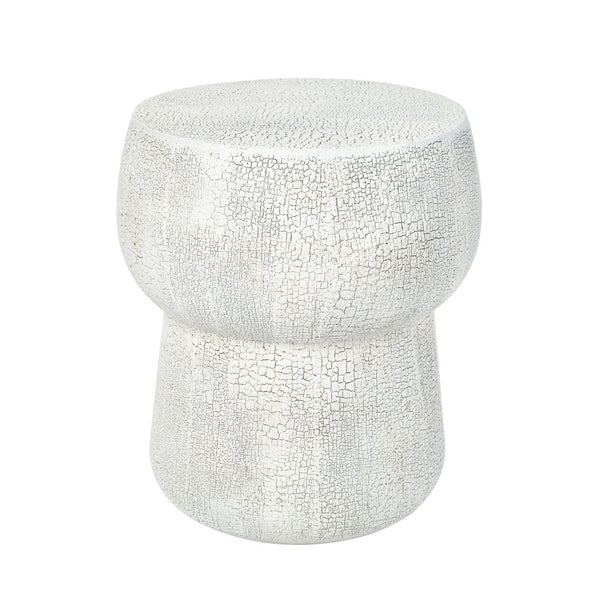 English Elm U_style Outdoor Concrete Accent Table Sculptural Double Barrel Mgo Weathered Patio Stool Grey N711P422075K