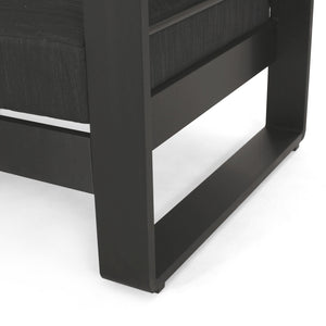 English Elm Christopher Knight Home® - GIOVANNA Loveseat Black Aluminum Frame with WPC Arm Accents, Water-Resistant Cushions, Weatherproof 71735.00BLK