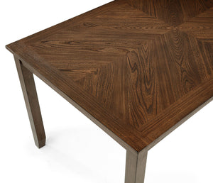 English Elm 5pc Traditional Wooden Dining Set with Rectangular Veneer Table, Tapered Legs & Upholstered Curve Back Chairs B2741P408997