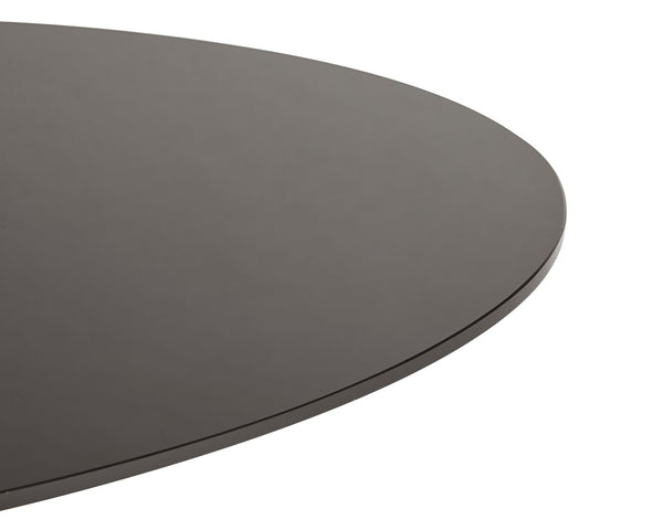 Sunpan MAEVA Contemporary Coffee Table: Sculptural Black Glass & Textured Concrete Design with Brass Accent 107185