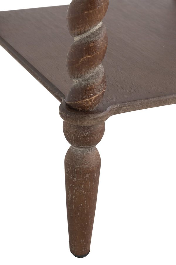 English Elm 15.5x15.5x23.5" Farmhouse Wood Side Table Barley Twist Legs Tiered Open Shelving W2078P460667
