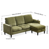 English Elm Modern Design Chenille 3 Seater L-Shape Sectional Sofa With Storage Chaise For Apartment, Studio, Office,Living Room,L Shape-Green