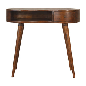 English Elm Solid Wood Chestnut Writing Desk – Handcrafted Mango Wood, Nordic Design, 1 Drawer & Open Slot Storage B182P279287-GIGA