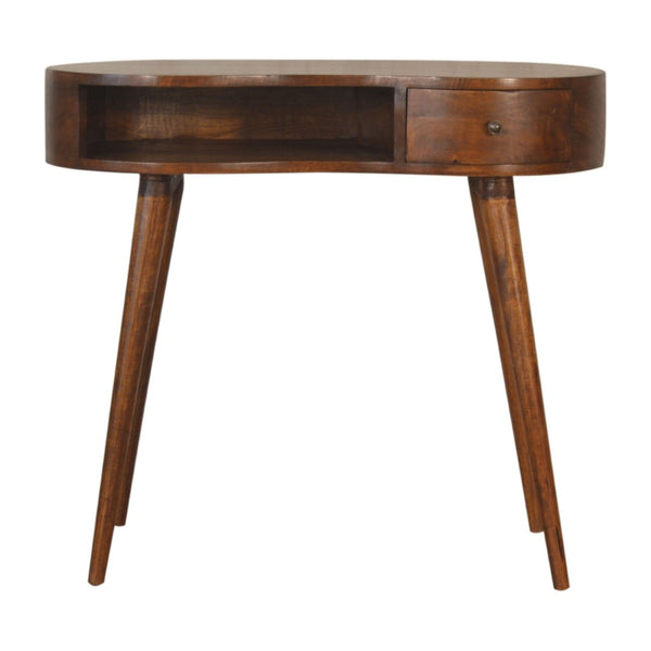 English Elm Solid Wood Chestnut Writing Desk – Handcrafted Mango Wood, Nordic Design, 1 Drawer & Open Slot Storage B182P279287-GIGA