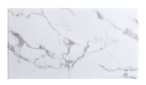 English Elm Glam Luxurious Sofa Table with Faux Marble Beveled Top and Curved Pedestal Base for Elegant Living Rooms Chrome 59 L x 20 W x 4 H B2741S00435