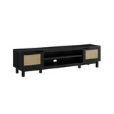 Hamkke Boho Coastal 70" TV Stand with Rattan Doors - Stylish, Modern Storage for TVs Up to 80"