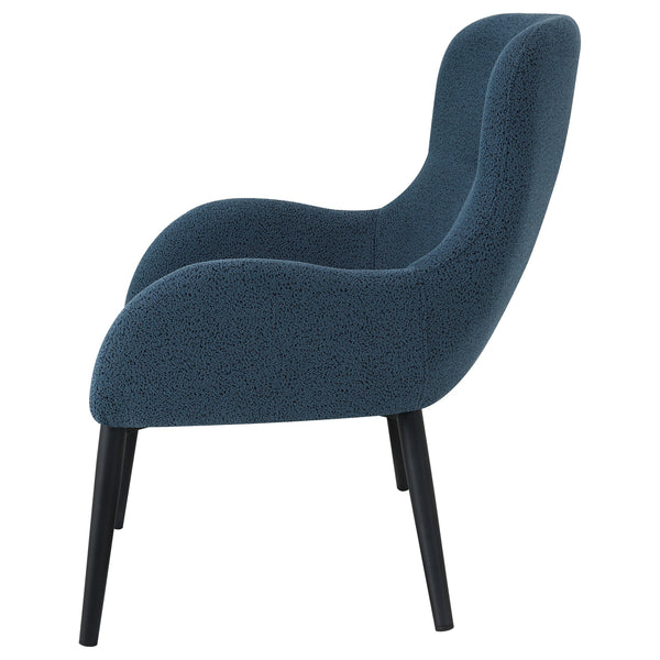 English Elm Luna Aegean Blue Upholstered Armchair — Mid-Century Curved Silhouette, Plush Textured Comfort, 30.5"H B062P299845