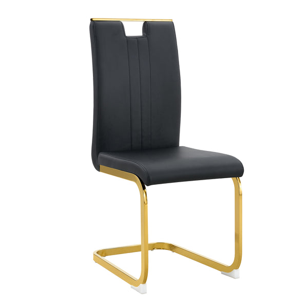 English Elm Modern Cantilever Gold Frame Pu Leather Dining Chairs Glam Set of Four W3875P372953