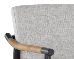 Sunpan Meadow Counter Stool - Timeless Design with Stain-Resistant Fabric and Solid Oak Wood Armrests Vault Fog