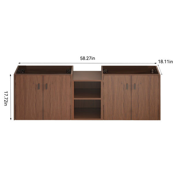 English Elm 60in Reddish Brown Mdf Bathroom Vanity with Soft Close Doors and Versatile Storage W3133S00022