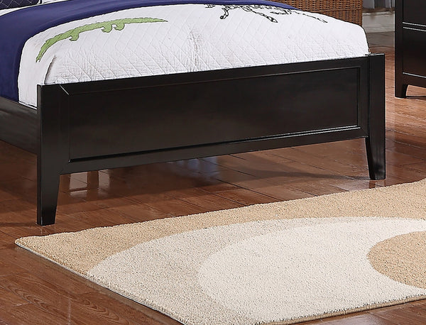 English Elm Simple Modern Full Size Bedframe with Carved Vertical Lines, Rubberwood MDF Construction, Elegant Design Black 44 L x 28 W x 5 H B011S01988