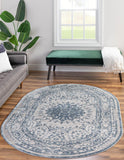 Unique Loom Aberdeen Derbyshire Machine Made Medallion Rug Light Blue, Gray 4' 1" x 6' 1"