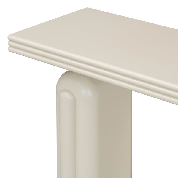 English Elm U_style Acacia Veneer Console Table Curved Silhouette for Entryway Hallway Foyer Beige N711P235894K
