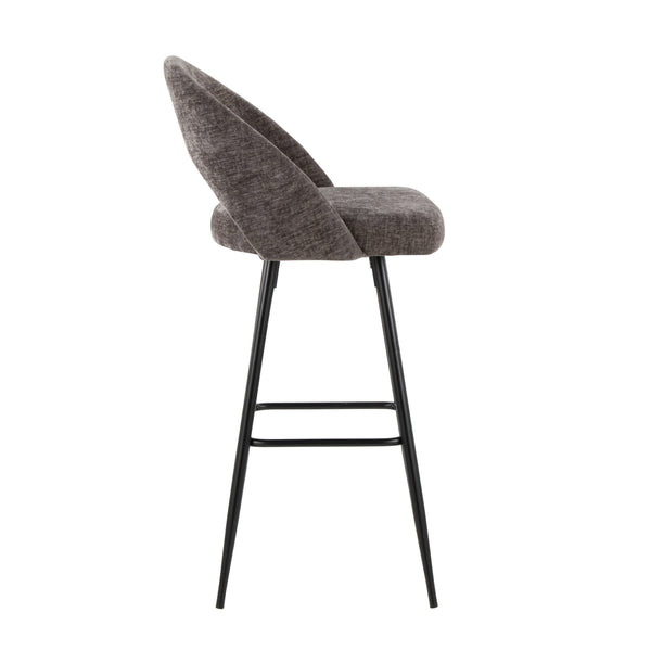 English Elm Fixed-height Metal Frame Barstools with Upholstered Seats and Geometric Footrest Set of 2 Dark Grey B202S01938