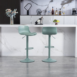 English Elm Bar Stools Set of 2 Adjustable Swivel Pu Leather Kitchen Island Seating with Back Mint Green W676P358684