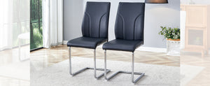 English Elm 2 High Back Pu Leather Dining Chairs with Tailored Stitching for Modern Home Seating W1151P203806