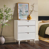 3-Drawer Groove Handle Solid Wood Dresser White BR3DSLDRWH-T Walker Edison